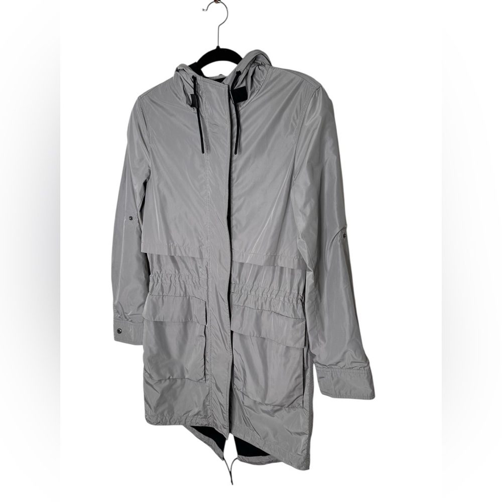 Mackage Gray Hooded Raincoat Jacket View 3